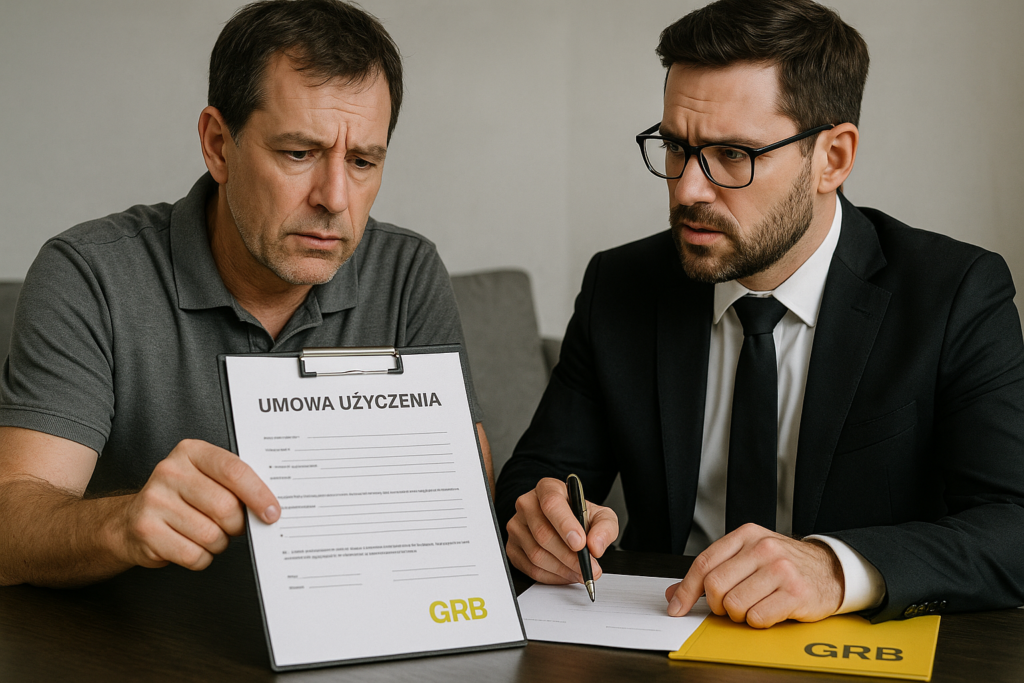 Właściciel mieszkania konsultuje z adwokatem treść umowy użyczenia